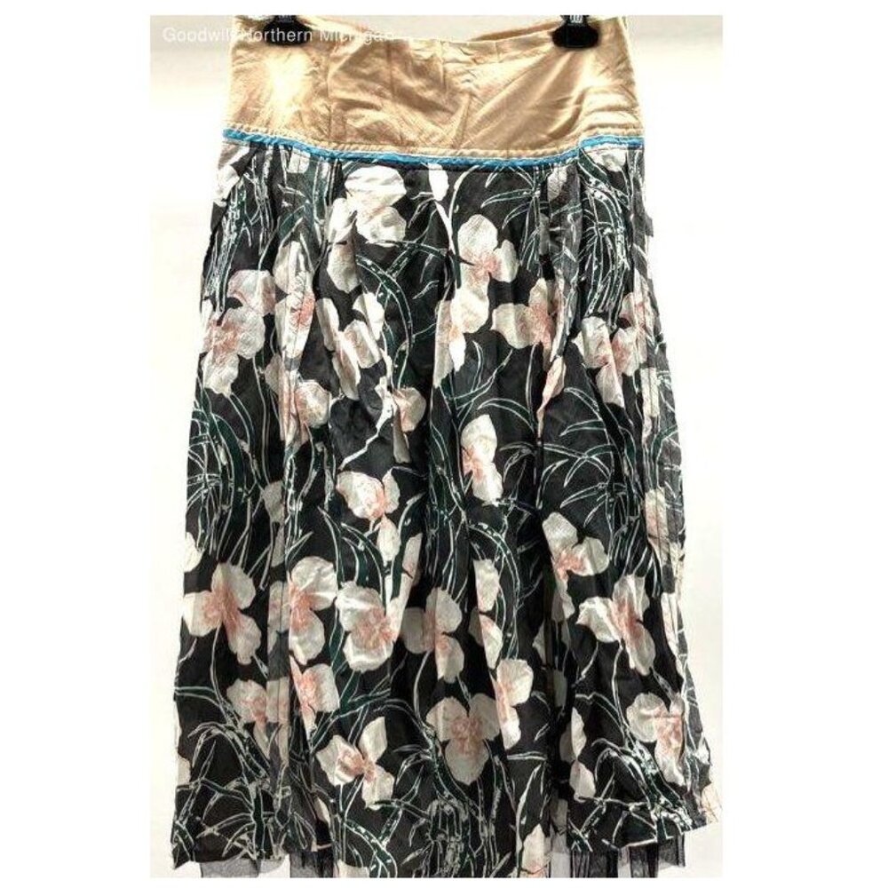 CHAN LUU Black Floral Cotton Skirt – Size S, NWT